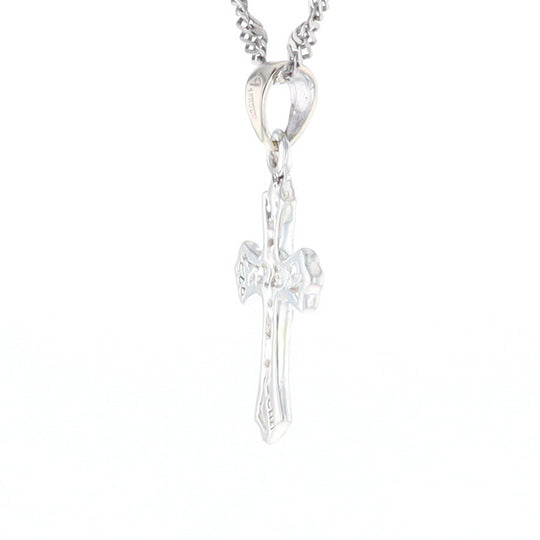 Sterling Silver Flower Cross Pendant