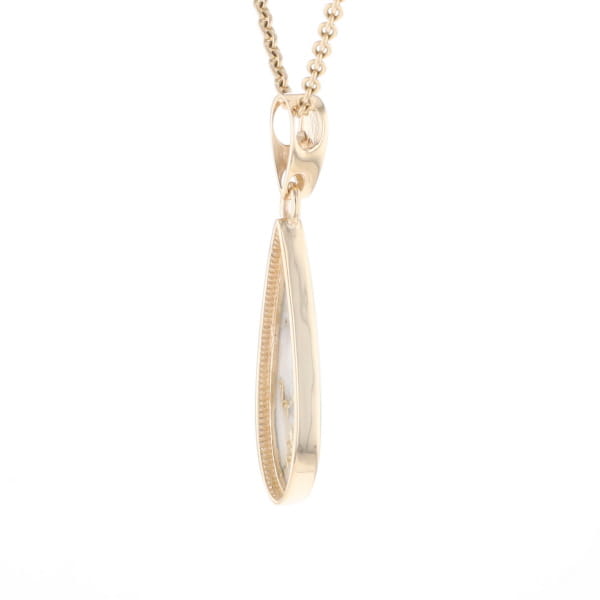 Gold Quartz Pendant Tear Drop Inlaid Design G1