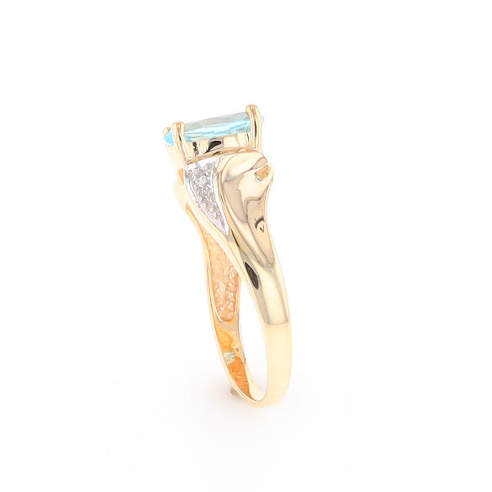 Blue Topaz Ring with Diamond Accents