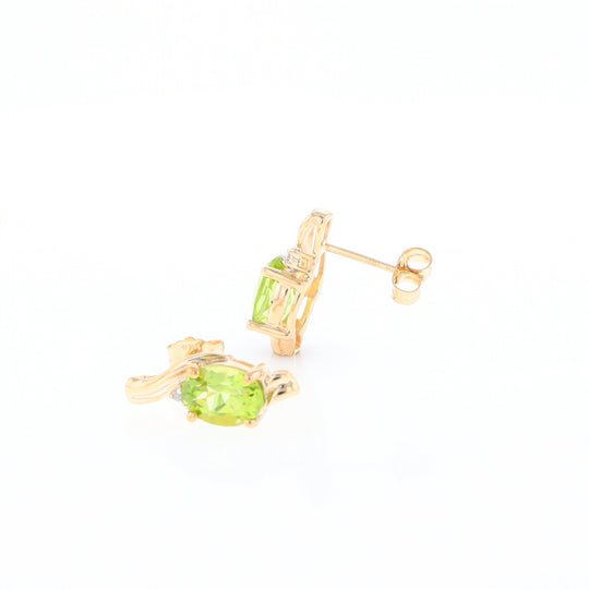 Peridot Ribbon Stud Earrings