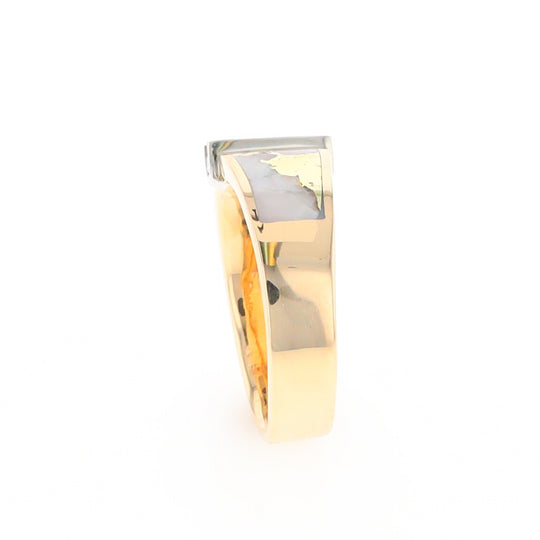 Gold Quartz Ring Double Sided Inlaid with .19ctw Round Diamonds