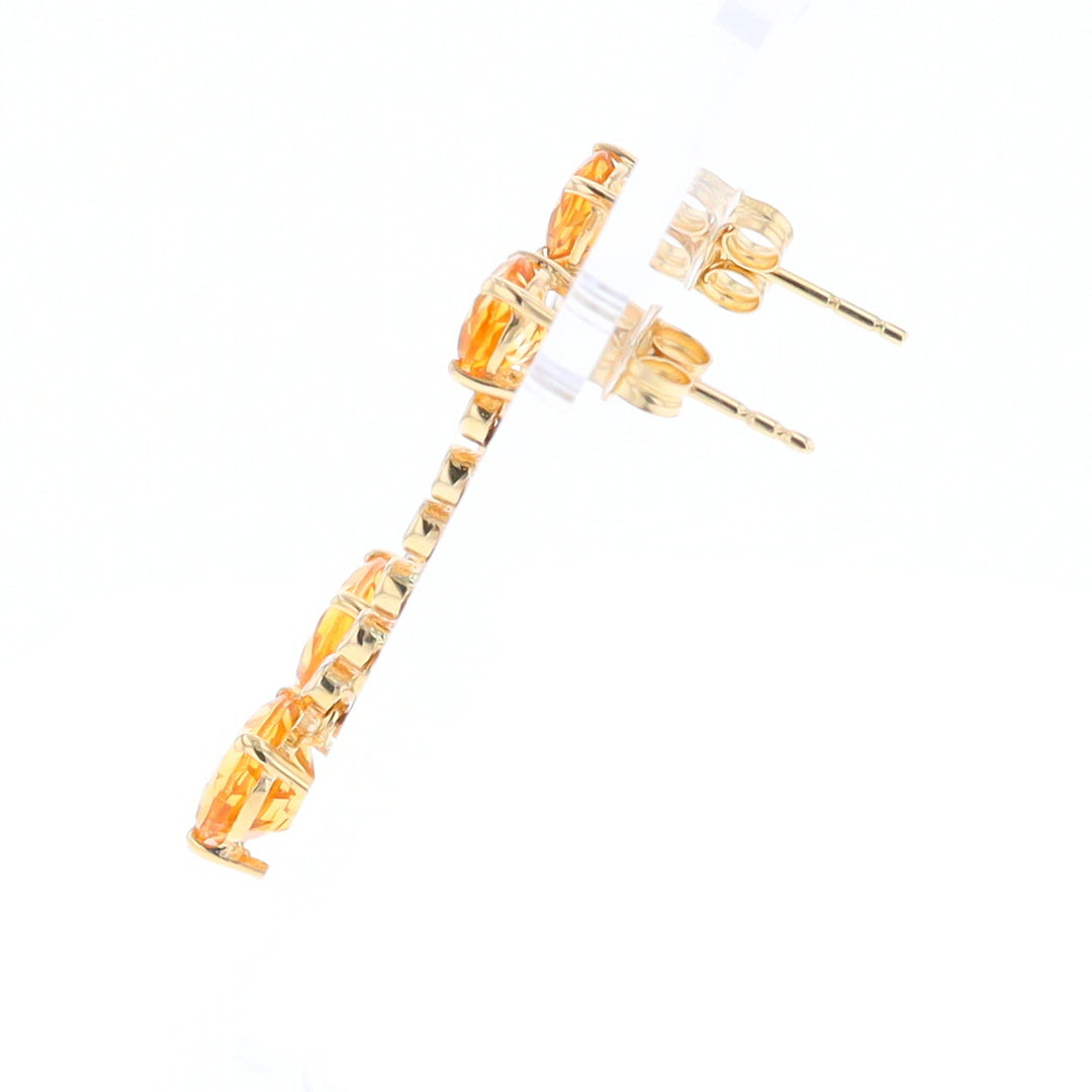 Citrine and Diamond Dangle Drop Earrings