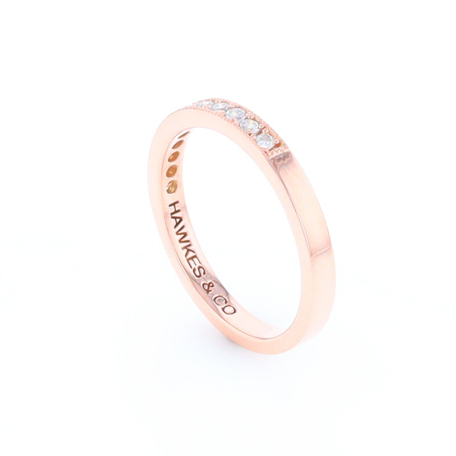 Rose Gold Milgrain Diamond Wedding Band