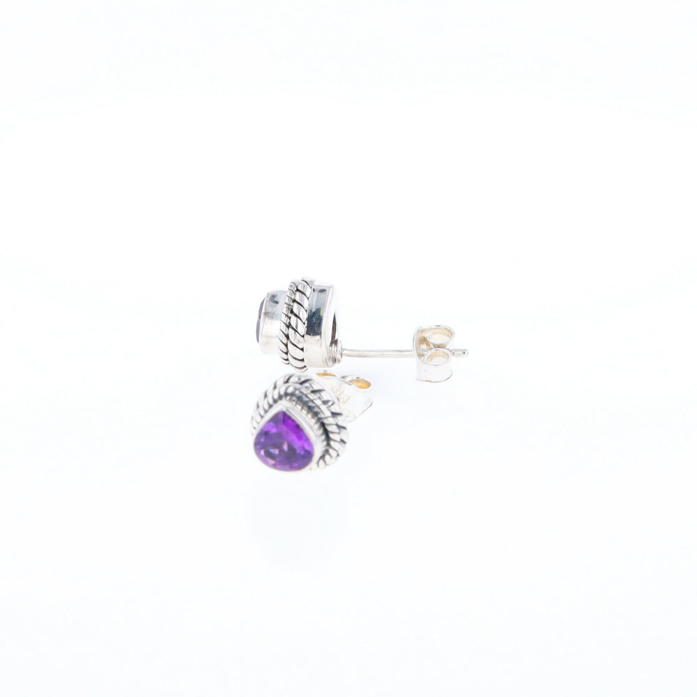 Native Amethyst Pear Stud Earrings