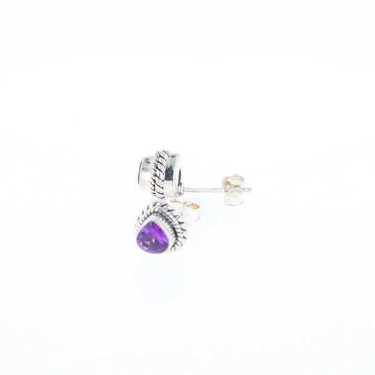 Native Amethyst Pear Stud Earrings