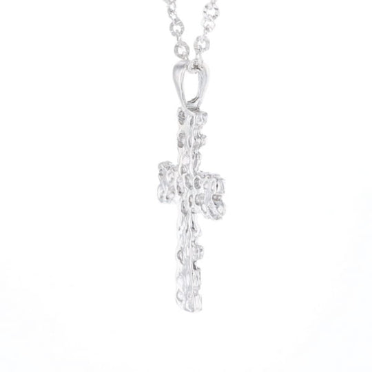 Sterling Silver Nugget Pattered Cross Necklace