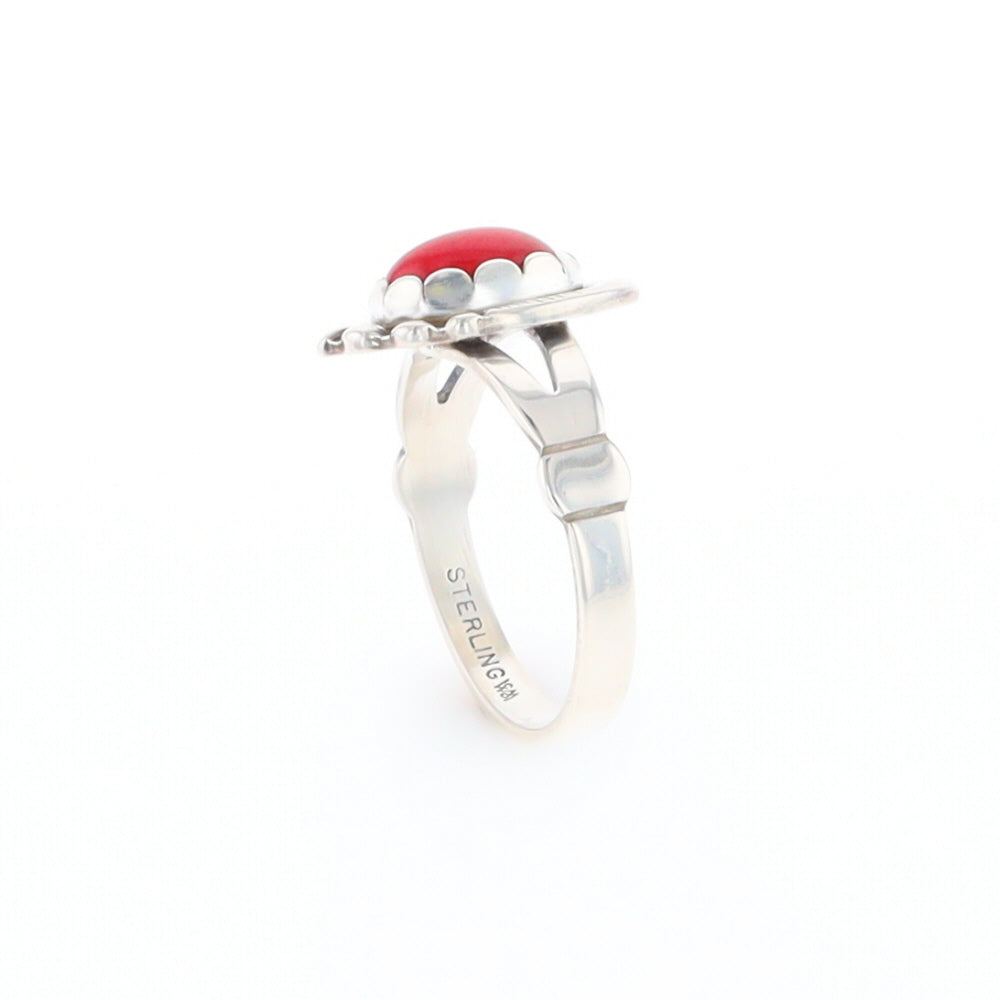 Native American Oval Coral Ring