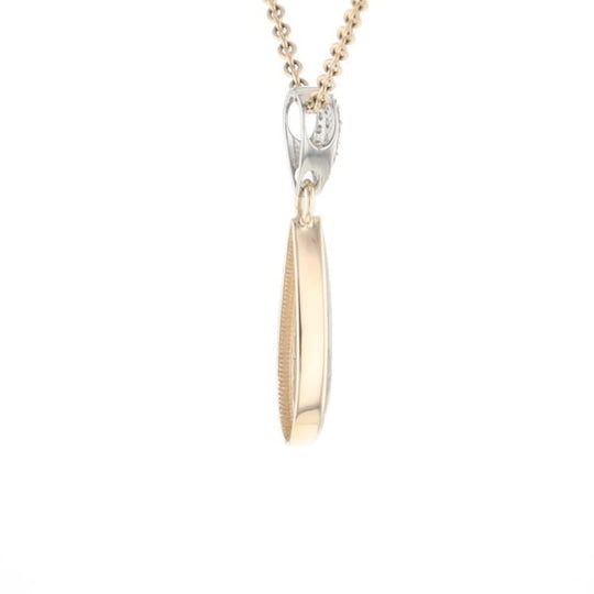 Gold Quartz Necklace Tear Drop Inlaid Pendant with .11ctw Diamonds