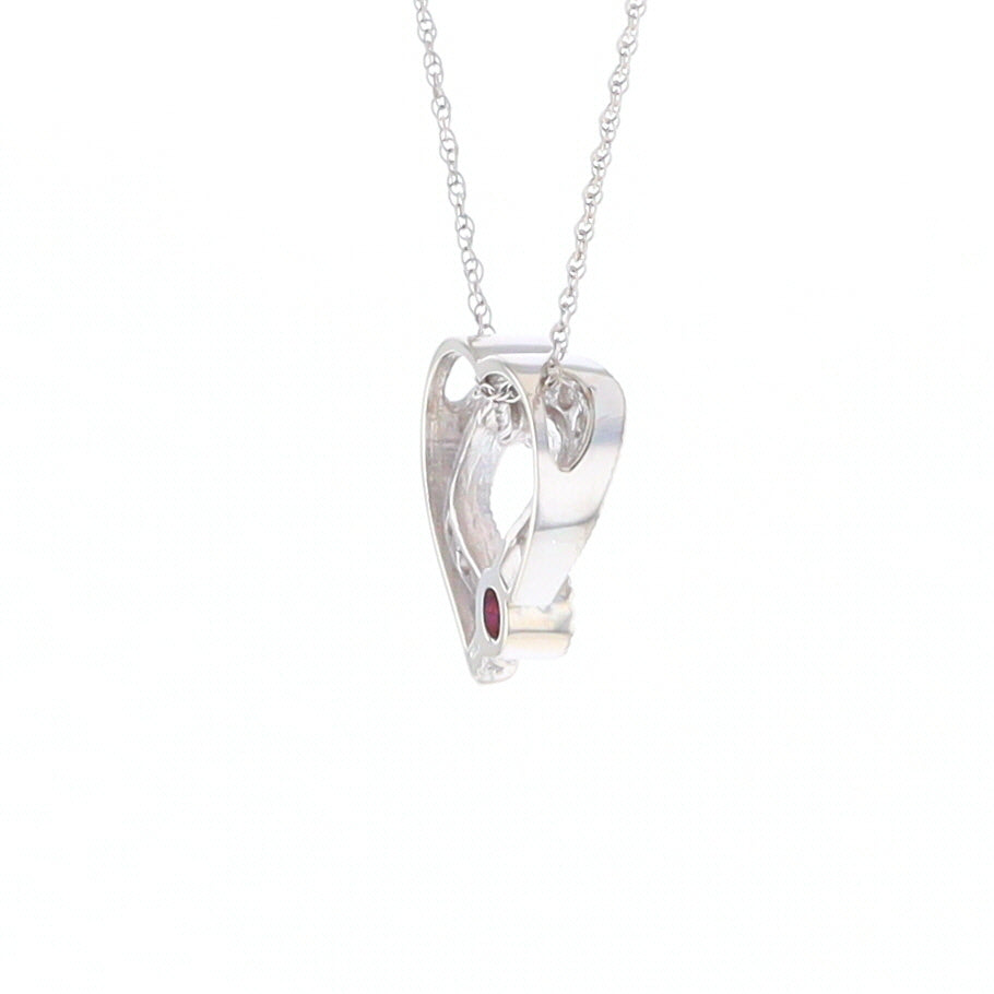 Diamond Heart Pendant with Ruby Accent