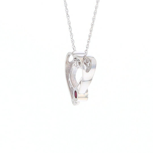 Diamond Heart Pendant with Ruby Accent