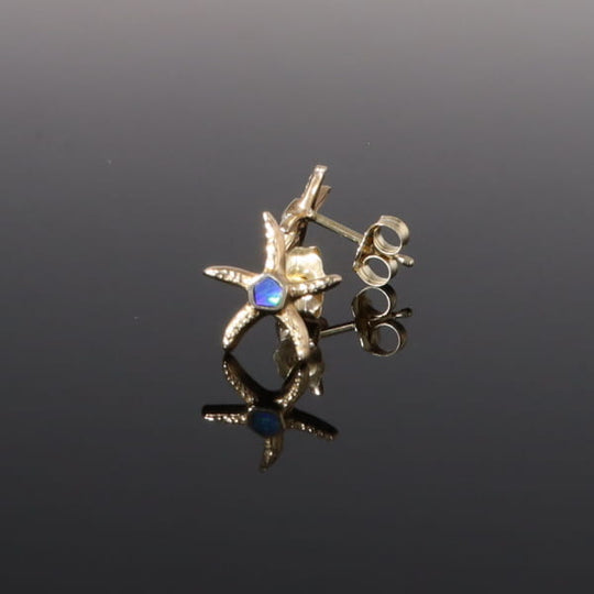 Opal Earrings Inlaid Realistic Star Fish Design Studs