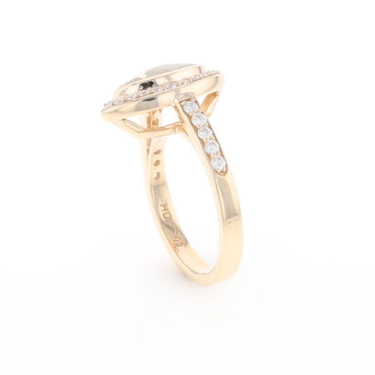 Marquise Gold Quartz Inlaid Ring with 0.65ctw Diamond Halo