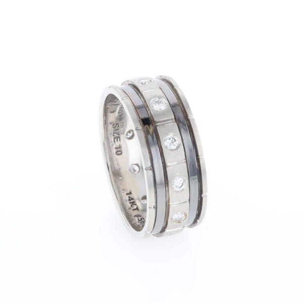 Contemporary Men's Comfort Fit Wedding Band With Diamonds