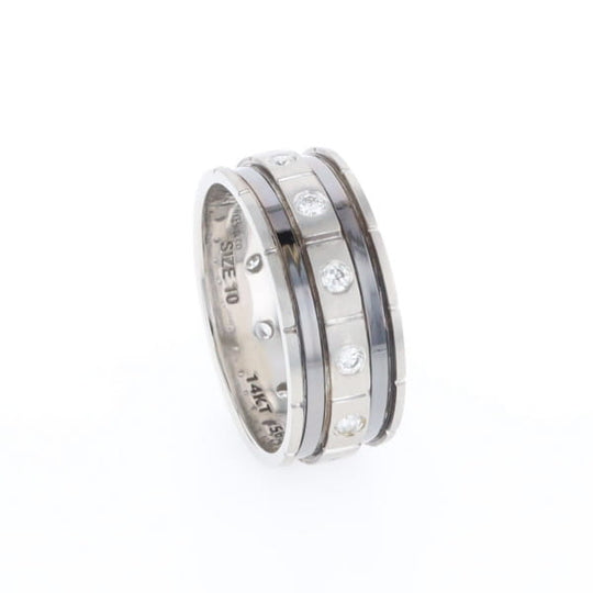 Contemporary Men's Comfort Fit Wedding Band With Diamonds