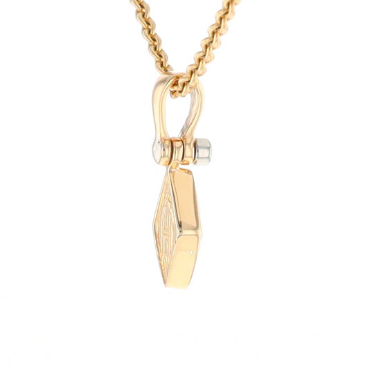 Gold Quartz Necklace Diamond Shape Inlaid Pendant with .02ct Diamond