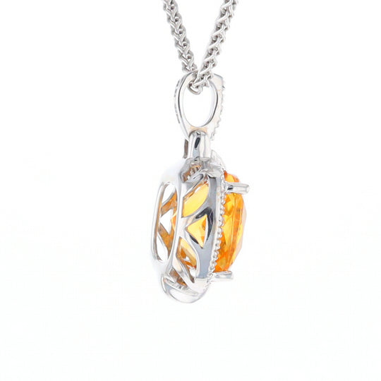 Checkered Citrine Diamond Halo Pendant