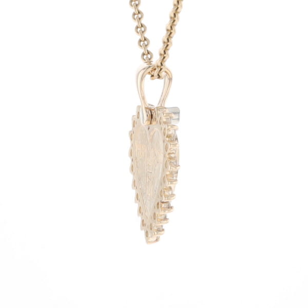 Gold Quartz Heart Shape Inlaid .55Ctw Diamond Pendant