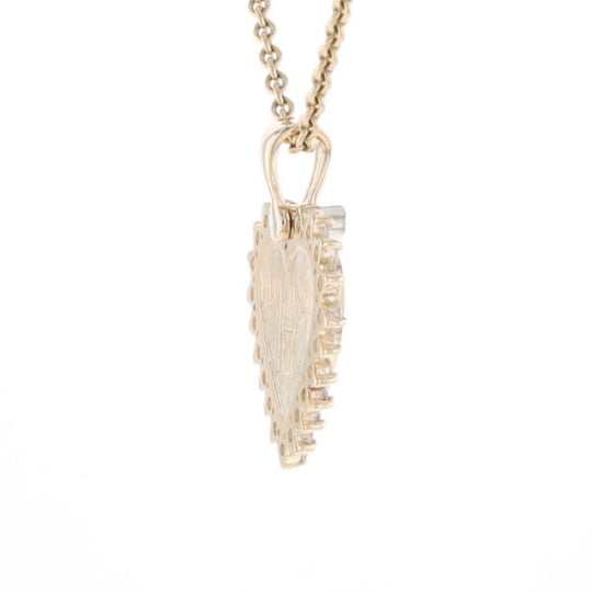 Gold Quartz Heart Shape Inlaid .55Ctw Diamond Pendant