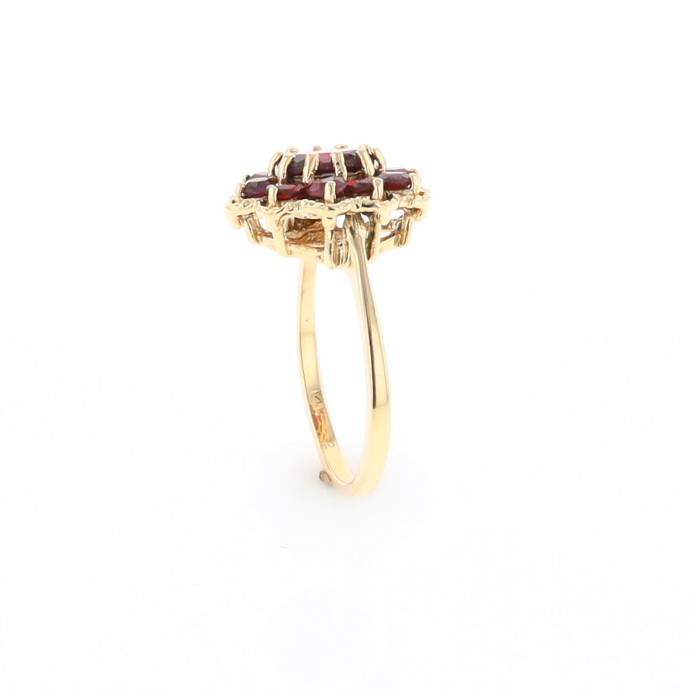 Floral Cluster Garnet Ring