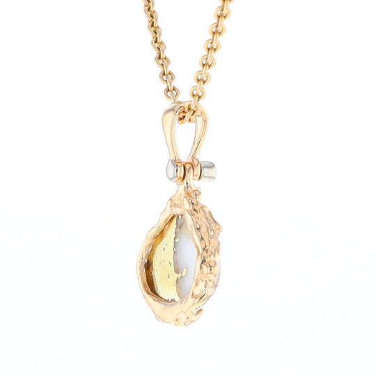 Gold Quartz Freeform Pendant