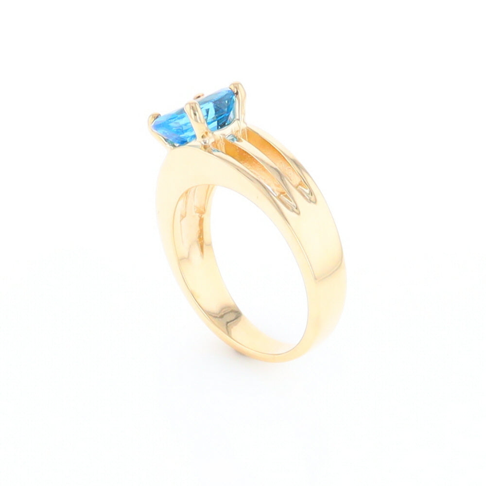 Split Shank Oval Blue Topaz Ring