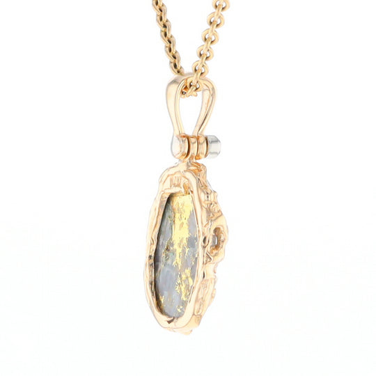 Serpentine & Gold Quartz Freeform Pendant