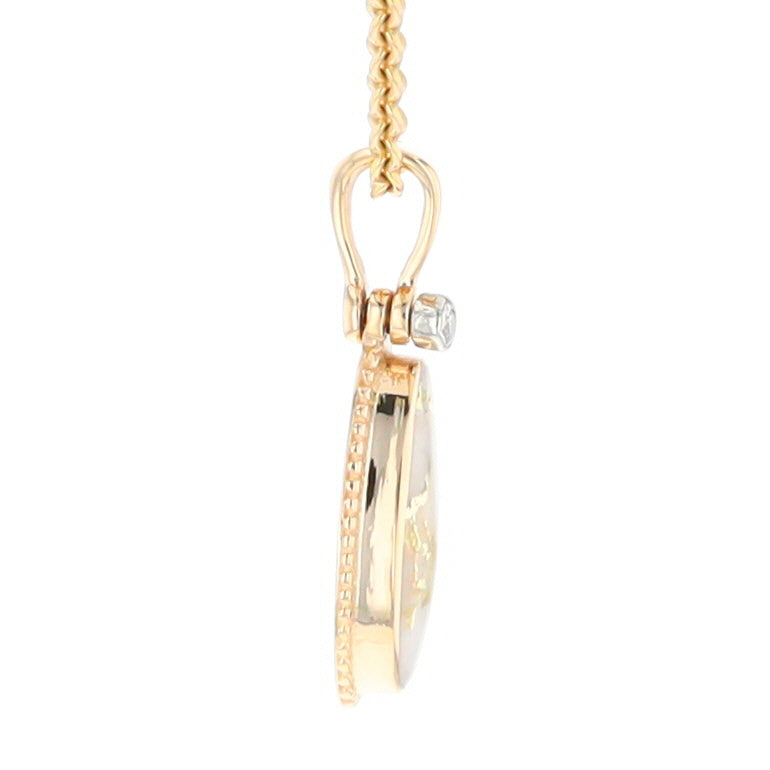 Gold Quartz Small Milgrain Oval Pendant