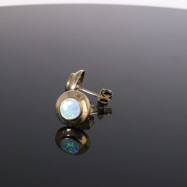 Opal Earrings Round Inlaid Design Studs