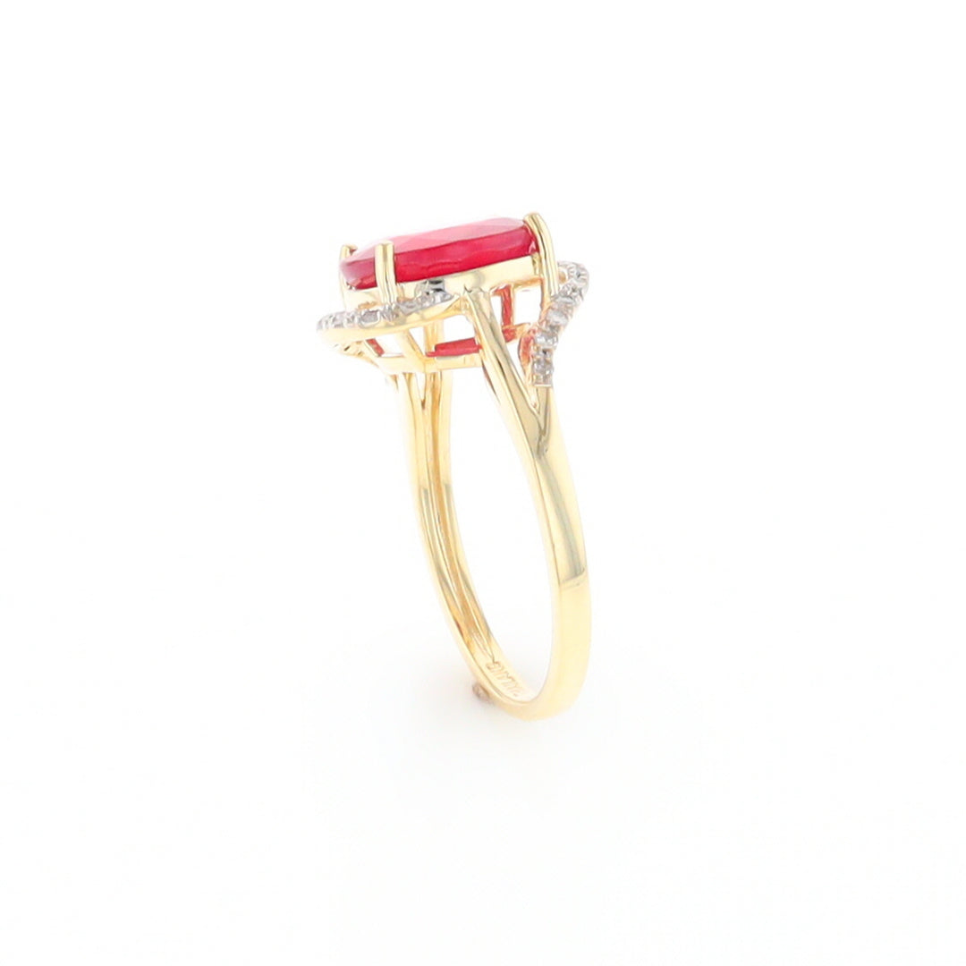 Ruby Bypass Ring with Diamond Accents