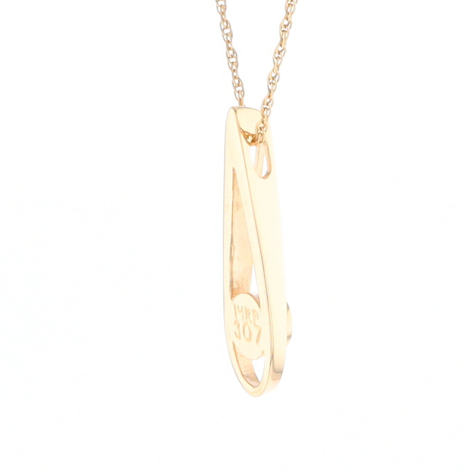 Open Teardrop Round Gold Quartz Inlaid Pendant