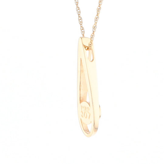 Open Teardrop Round Gold Quartz Inlaid Pendant