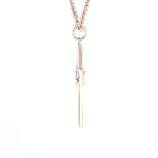 Cross Pendant with Purple Sapphire
