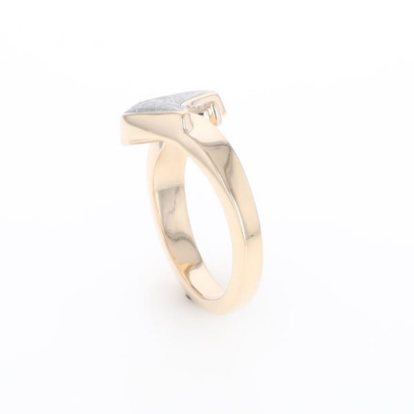 Meteorite Ring Boat Sail Inlaid Design with .04ctw Round Diamond
