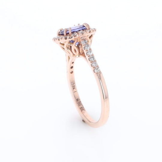 Rose Gold Tanzanite Halo Ring