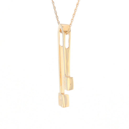 Gold Quartz 2 Square Curved Bar Pendant