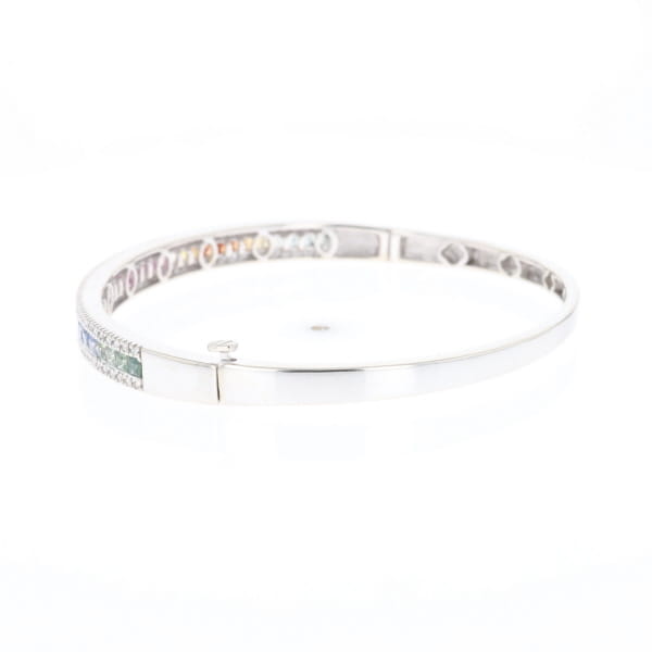 Multi-color Sapphire Cuff Bracelet with Diamond Accents