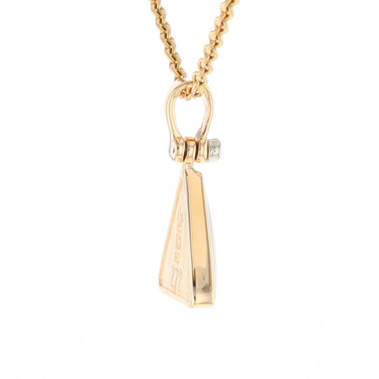 Gold Quartz Necklace Triangle Inlaid Pendant with .02ct Diamond