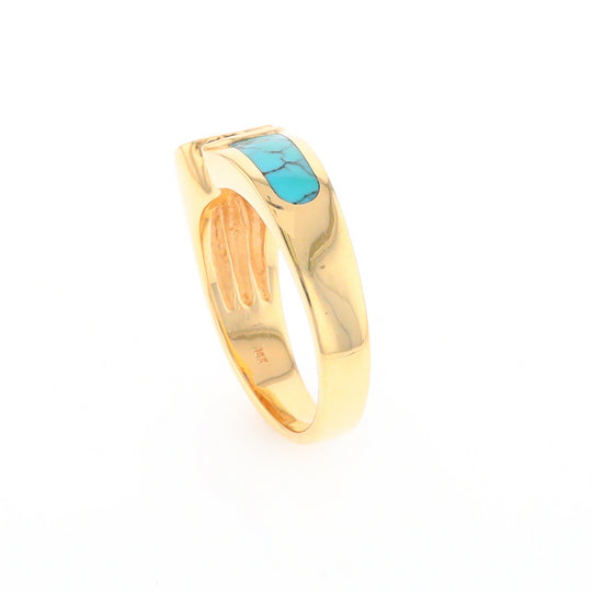 Turquoise Inlaid Ring with Sapphire and 0.23ctw Diamonds