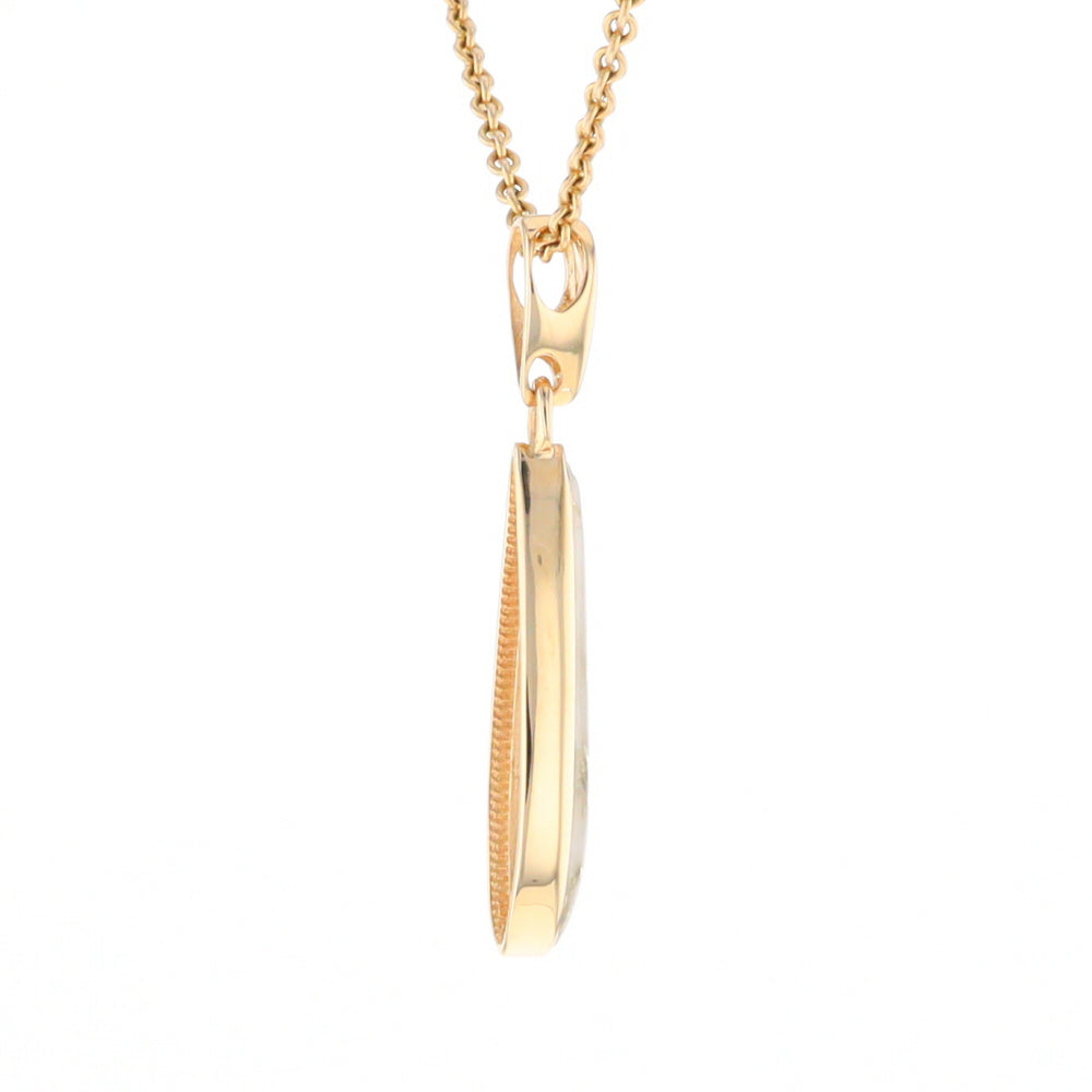 Gold Quartz Pendant Tear Drop Inlaid Design G2