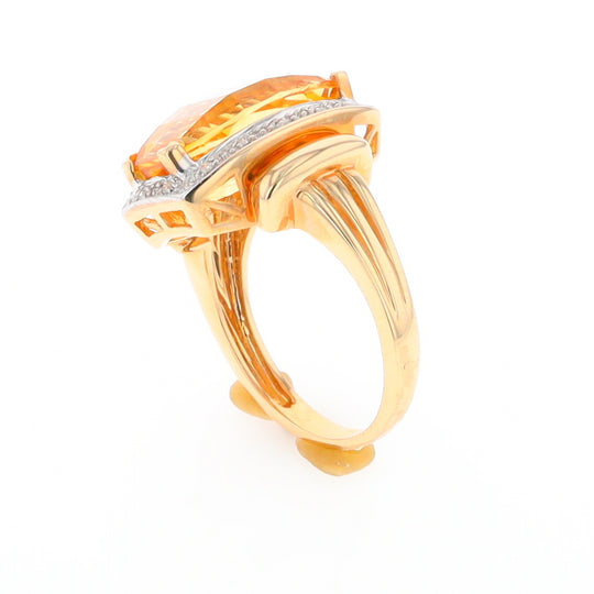 Fancy Cut Citrine Diamond Halo Ring