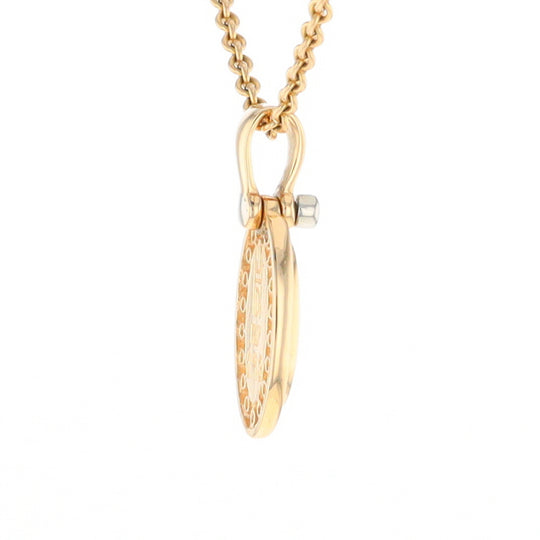 Gold Quartz Pendant Oval Inlaid with .22ctw Round Diamonds Halo
