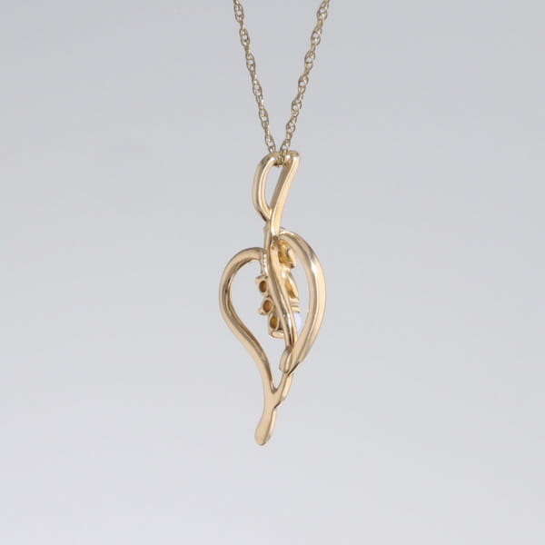 Round Opal & Diamond Heart Necklace