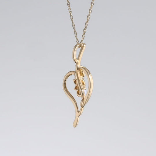 Round Opal & Diamond Heart Necklace