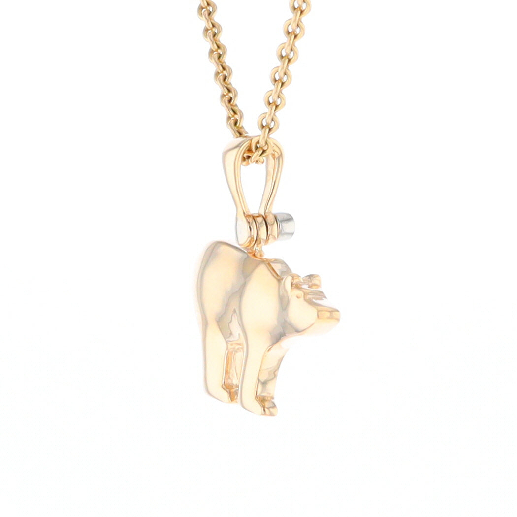 Gold Quartz Inlaid Polar Bear Pendant