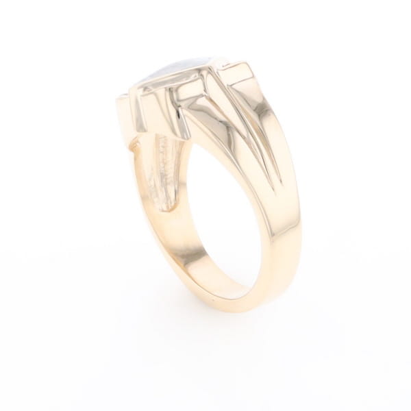 Natural Meteorite ring diamond shape inlaid design with .16ctw round diamonds