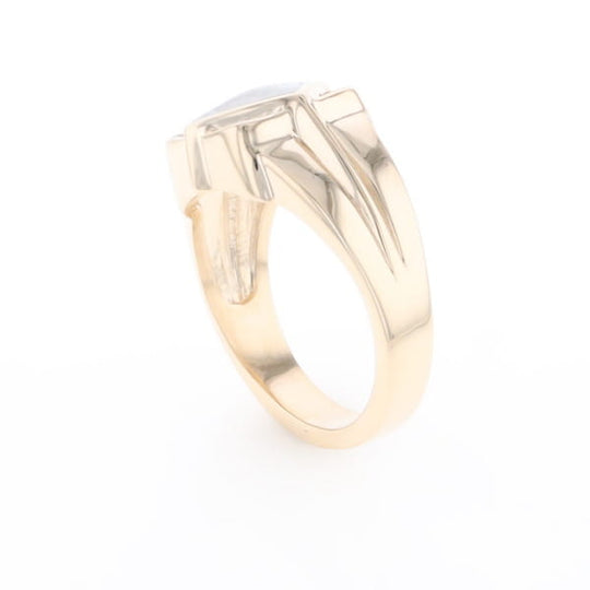 Natural Meteorite ring diamond shape inlaid design with .16ctw round diamonds