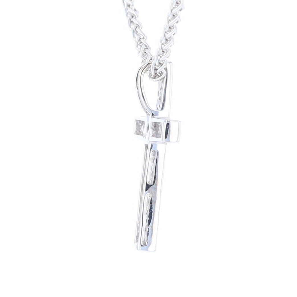 Channel Set Diamond Cross Pendant