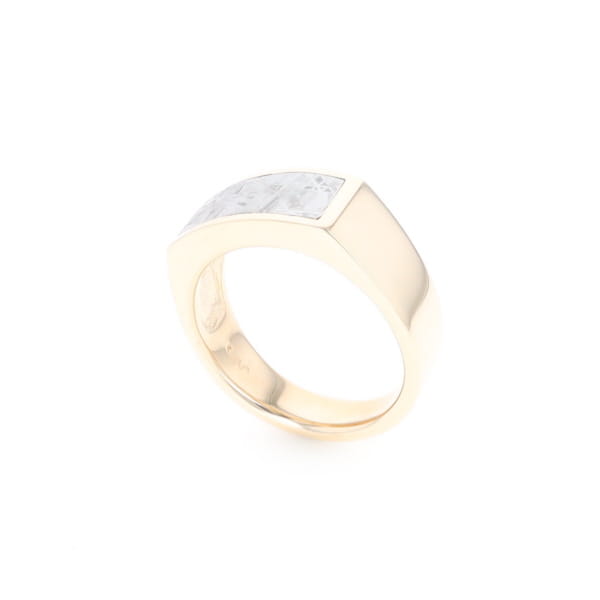 Rectangle Meteorite Inlaid Ring