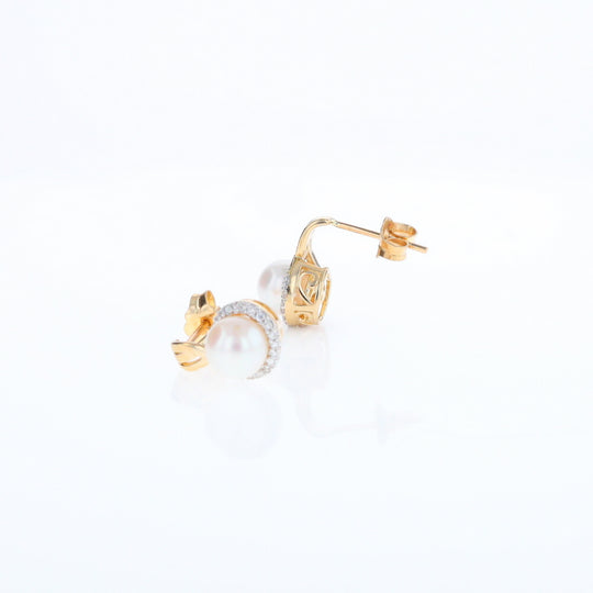 Pearl Drop Earrings with Diamond Halos