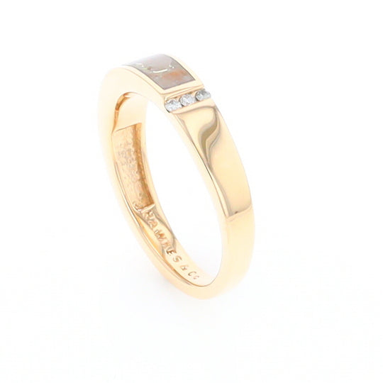 Gold Quartz Ring Double Inlaid Design with .03ctw Round Diamonds